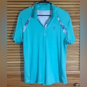 Kate Lord Womens Size XL Teal Green / Purple Short Sleeve Golf Polo Shirt